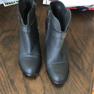 Dark gray leather booties